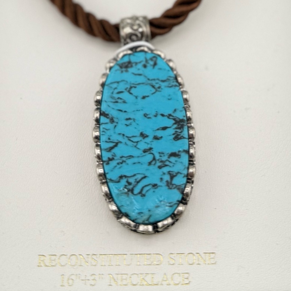 Atterri Turquoise-Style Reconstituted Stone Pendant Necklace –Western Boho Style - Picture 4 of 7